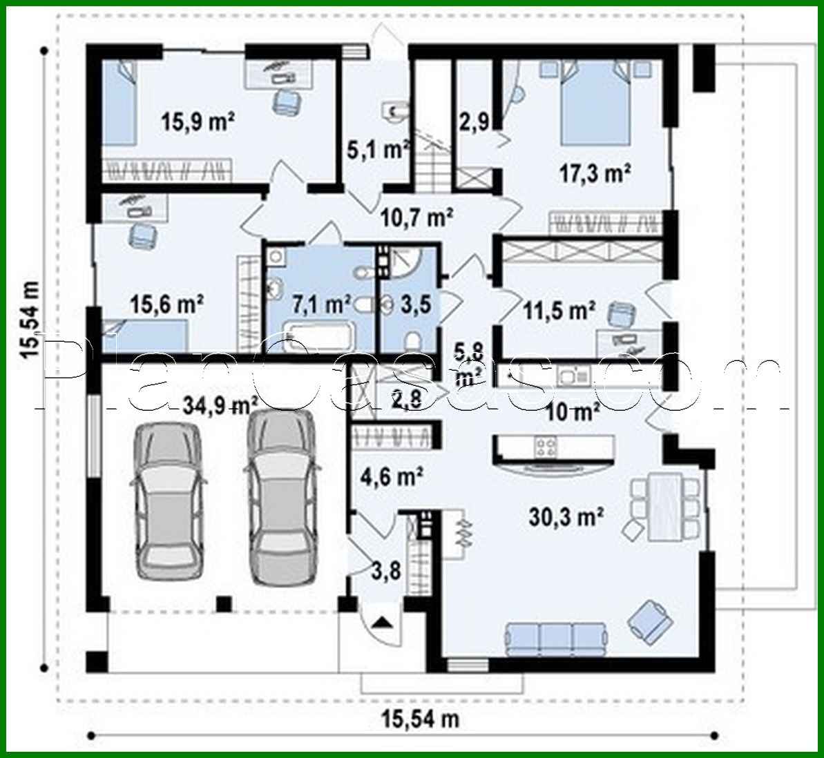 Visualization gallery - Project of a house with a sloping roof and an open attic