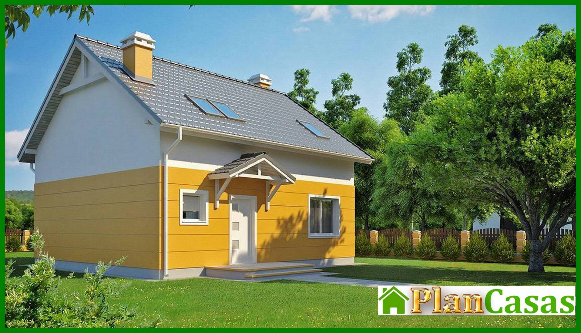 Visualization gallery - House project with attic, balcony, and kitchen from the garden