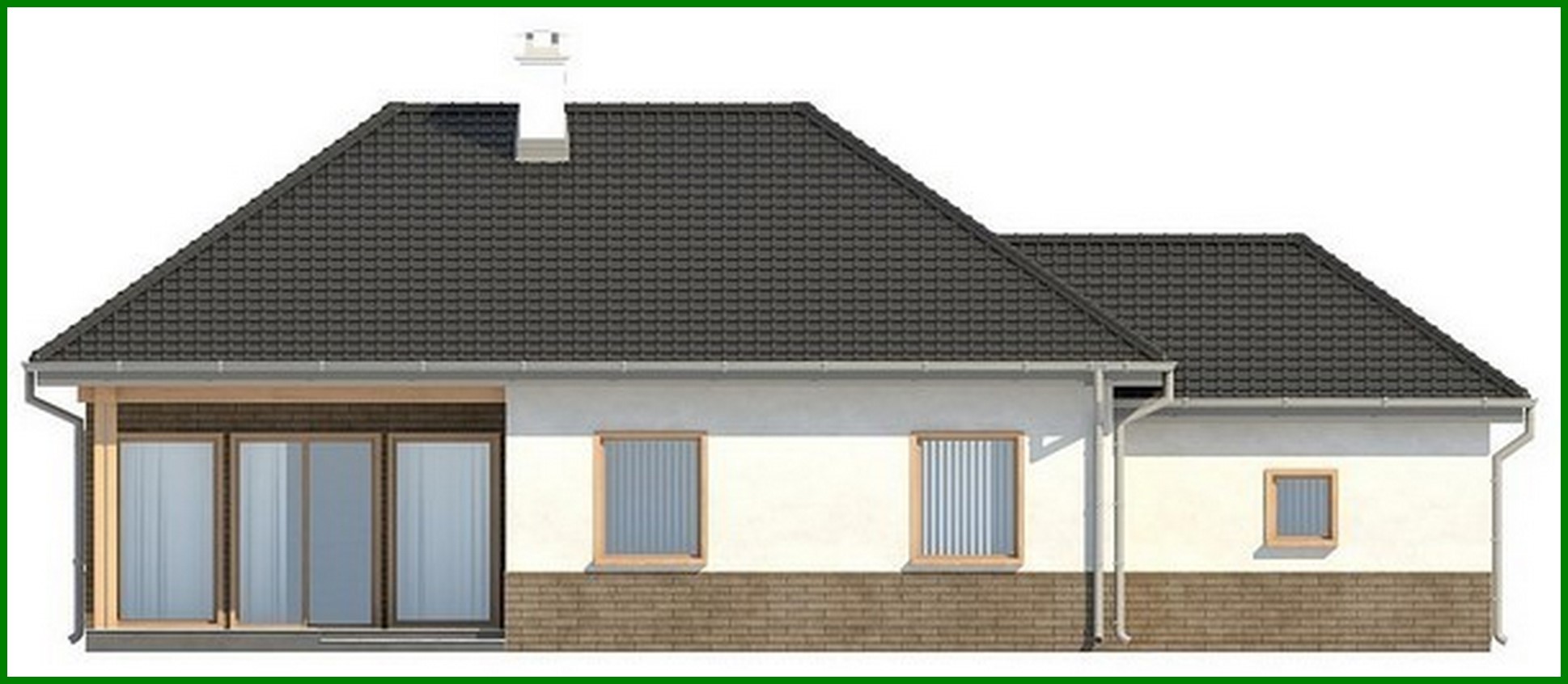 Visualization gallery - The project of a one-story summer classic house with a four-gable roof