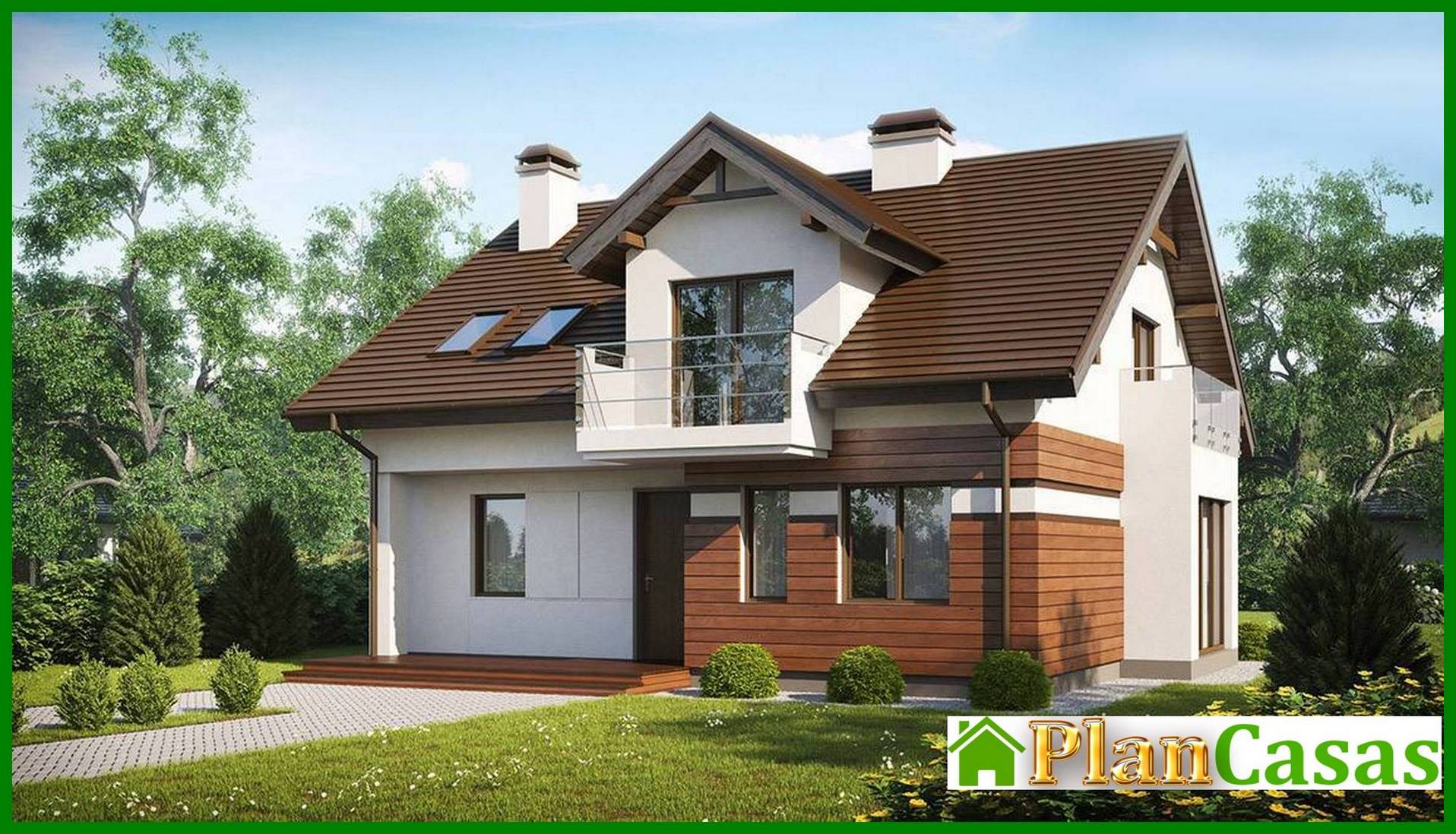 House project with a beautiful attic house plan