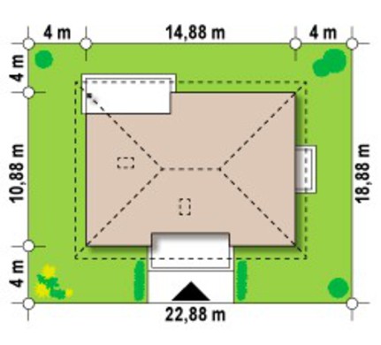 Visualization gallery - The project of a one-story classic-style house with a four-gable roof