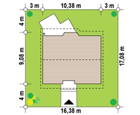 Visualization gallery - The project of a small cozy country house with a gable roof