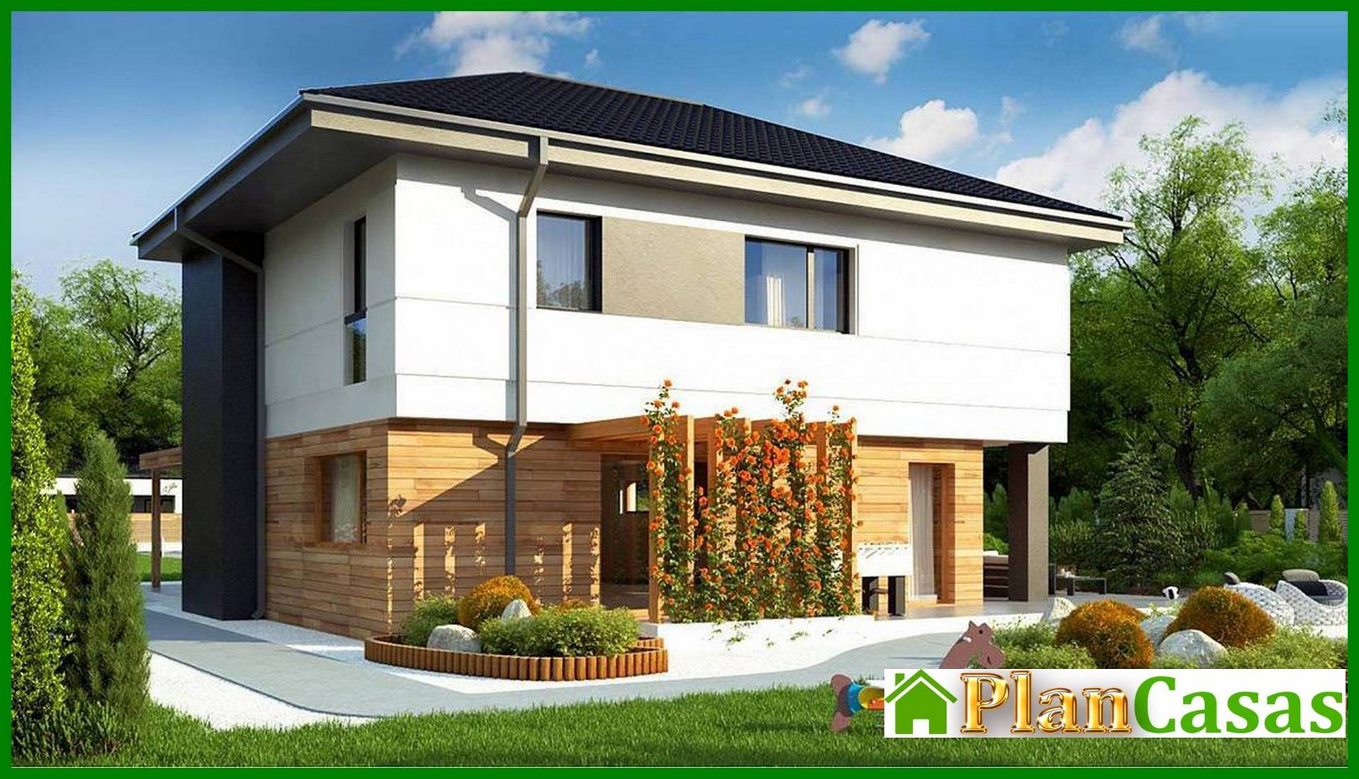 Visualization gallery - The project of a modern house of 180 square meters. m with an extension