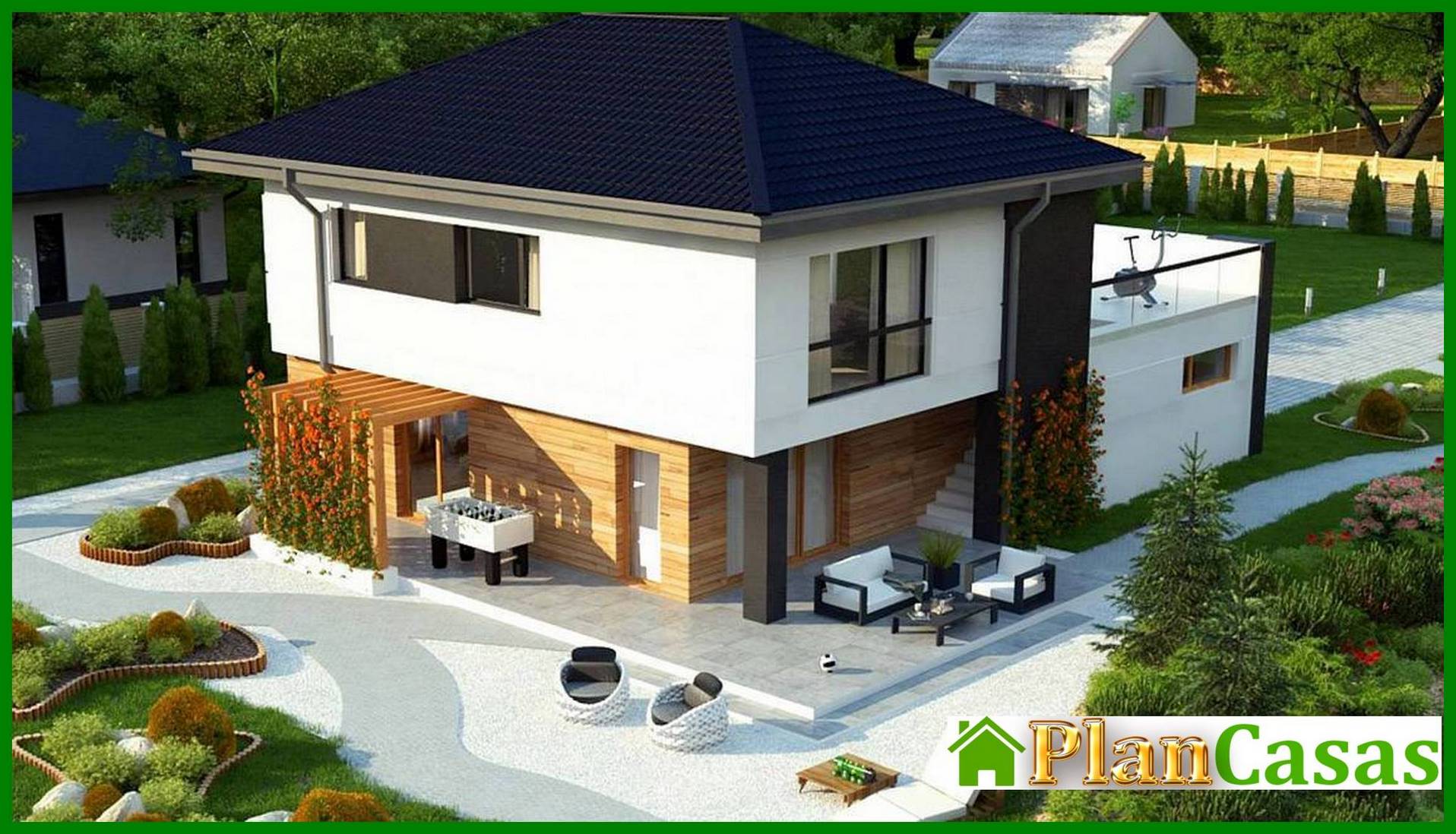 Visualization gallery - The project of a modern house of 180 square meters. m with an extension