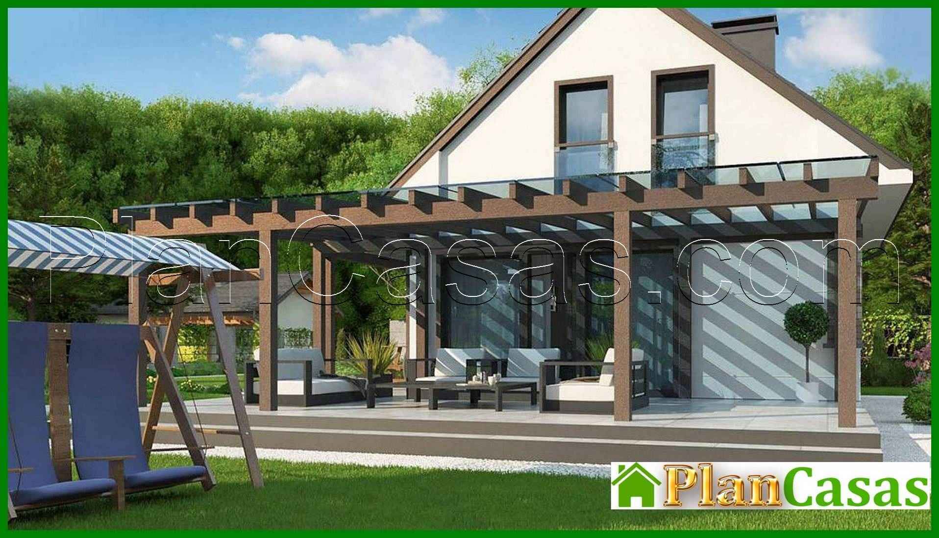 The project of a compact house on 104 square meters. m with a mansard on three bedrooms house plan