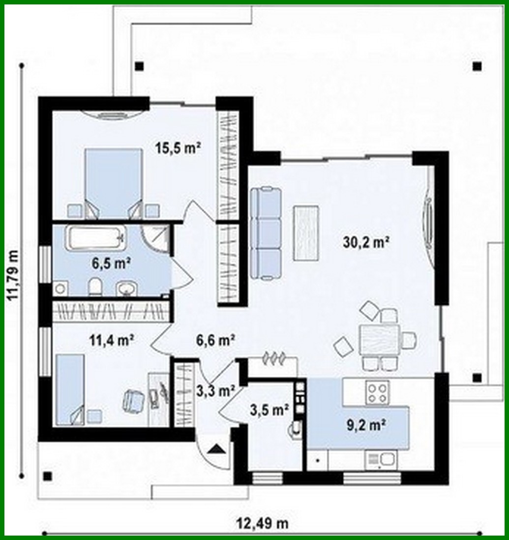 Visualization gallery - The project of a summer residence with an area of 86 square meters. m with black and white exterior