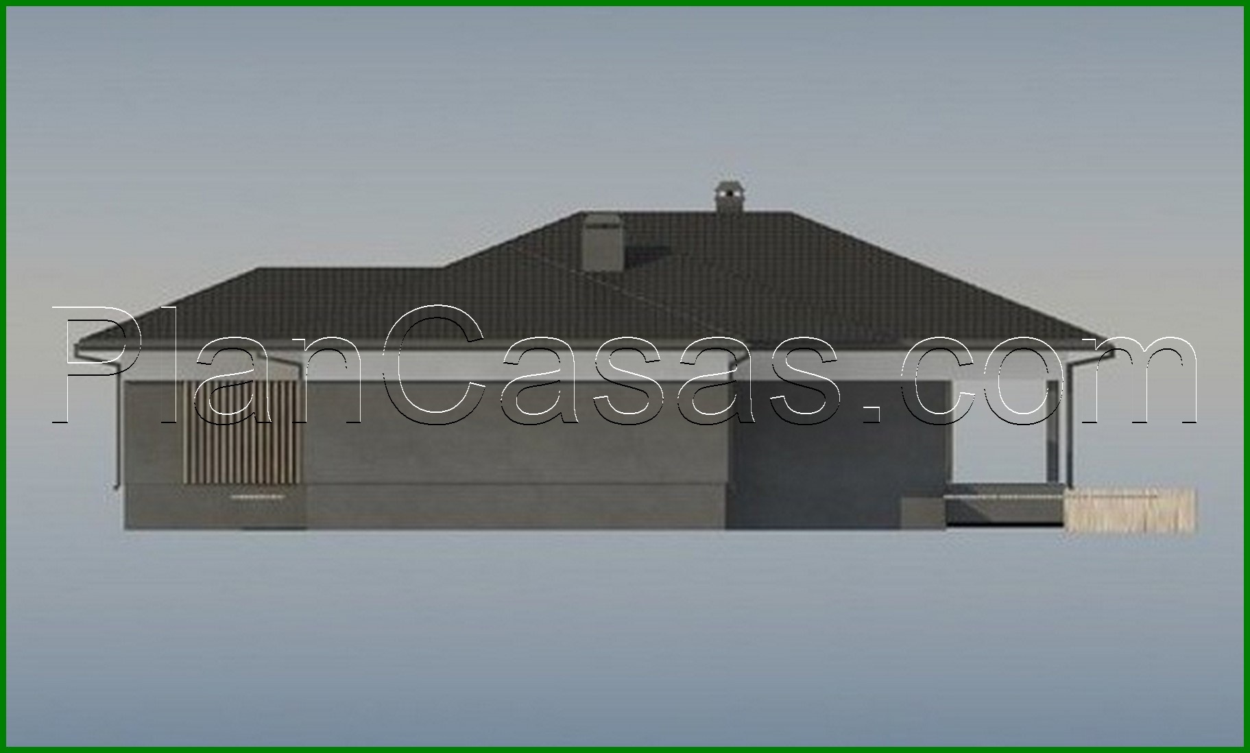 Visualization gallery - The project of a one-story house with an area of ​​186 square meters. m with artificial stone decor