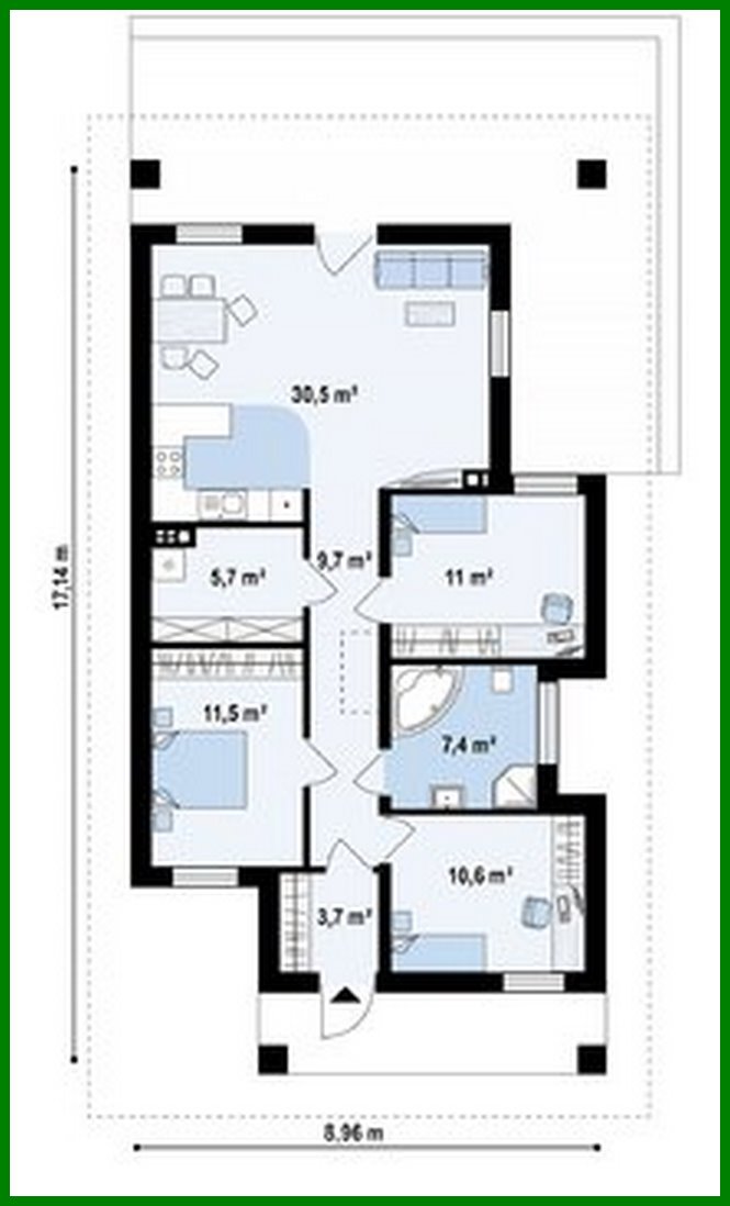 Visualization gallery - Plan of a small cottage on 89 square meters. m for seasonal living