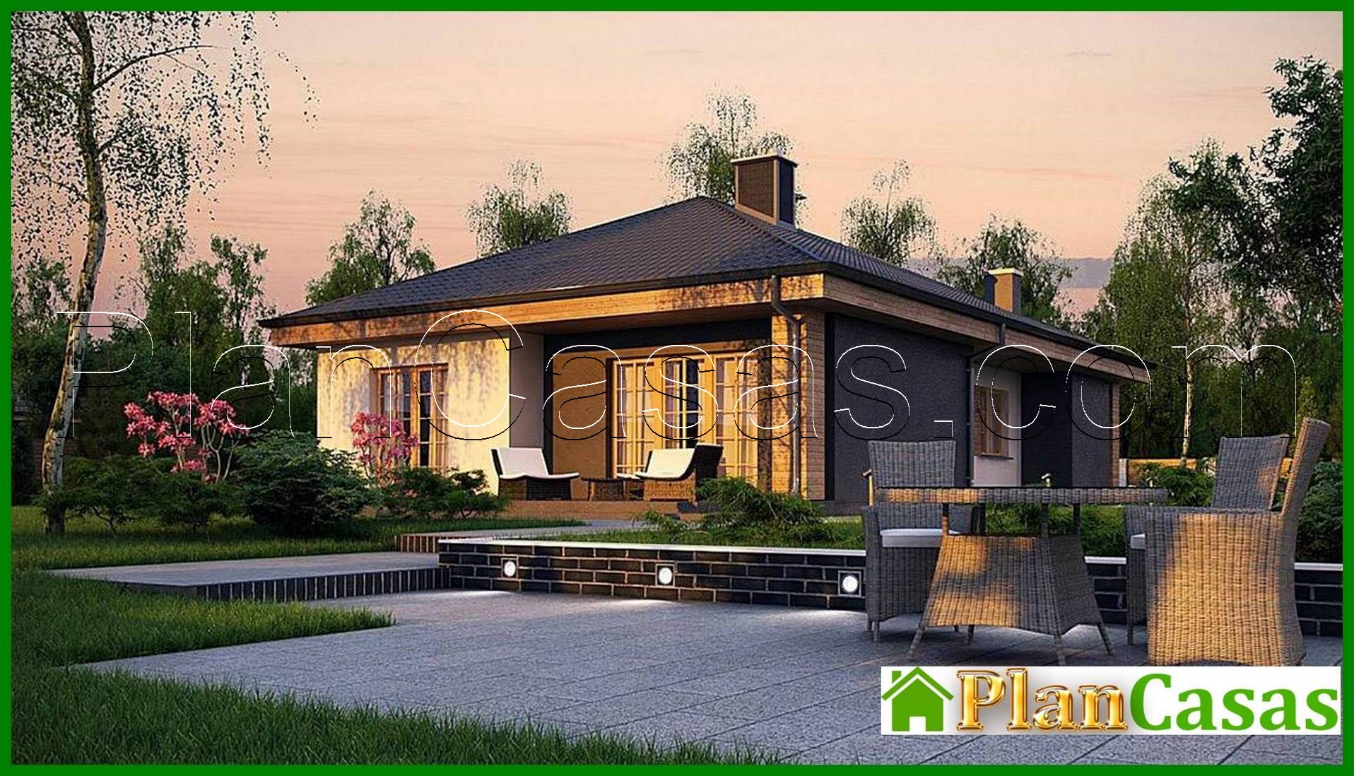 The project of a one-story house with an area of ​​120 square meters. m, decorated with artificial stone house plan