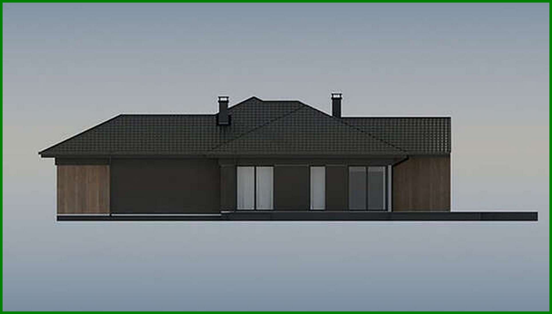 Visualization gallery - Project of an attractive cottage on 246 square meters. m with a spacious living room and stained-glass windows