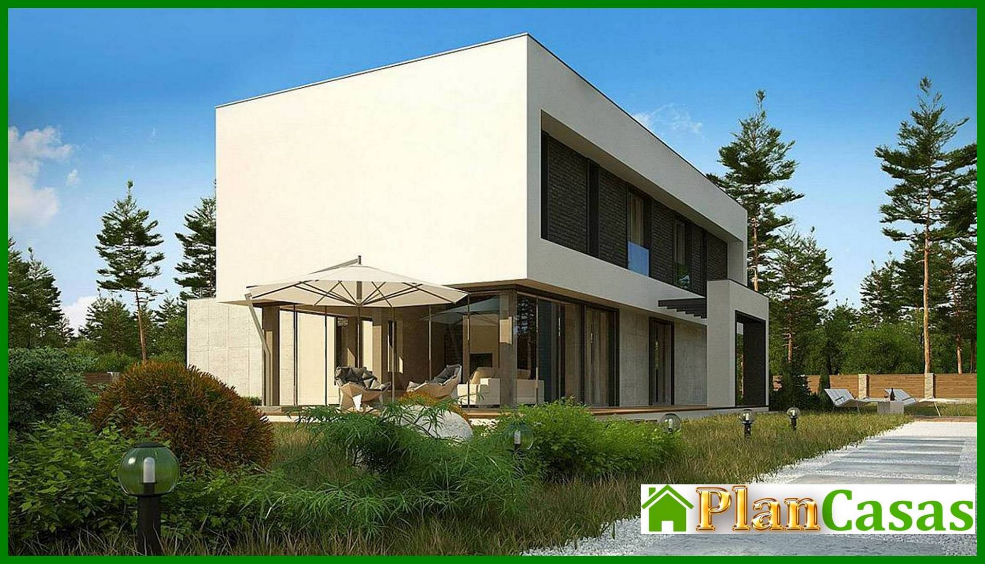 Visualization gallery - Plan of a modern mansion with an area of ​​283 square meters. m with an attached garage for two cars