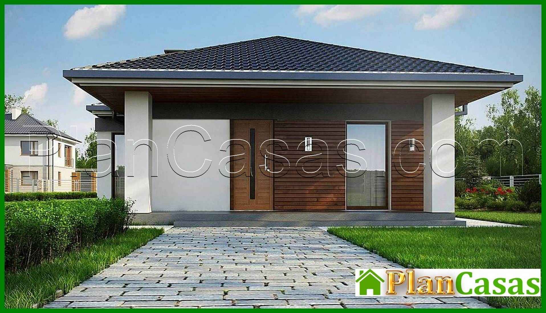 The project of a compact cottage on 116 square meters. m under a pitched roof made of metal house plan