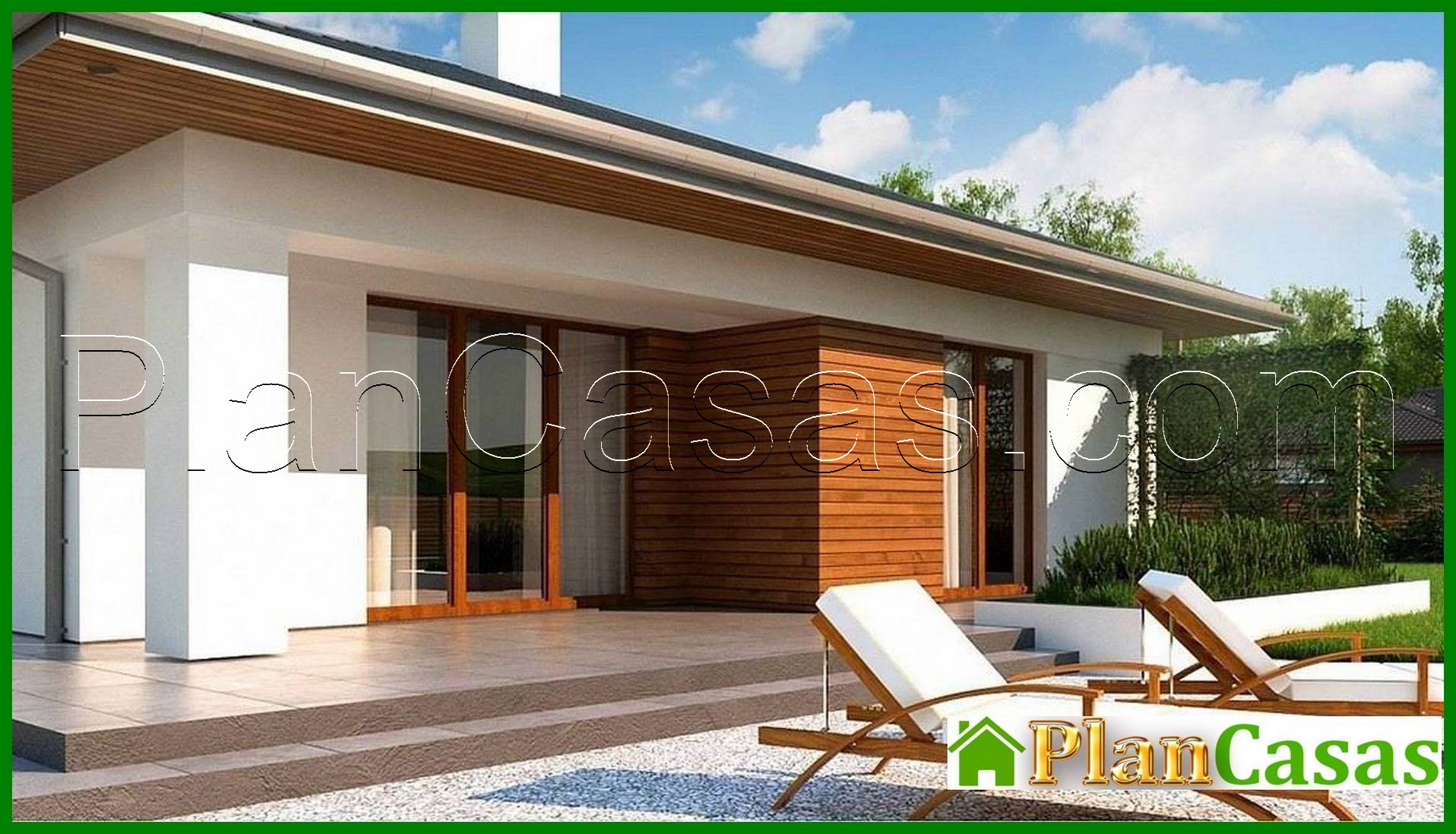 Visualization gallery - The project of a classic one-story cottage with a garage for two cars with an area of ​​up to 150 m2