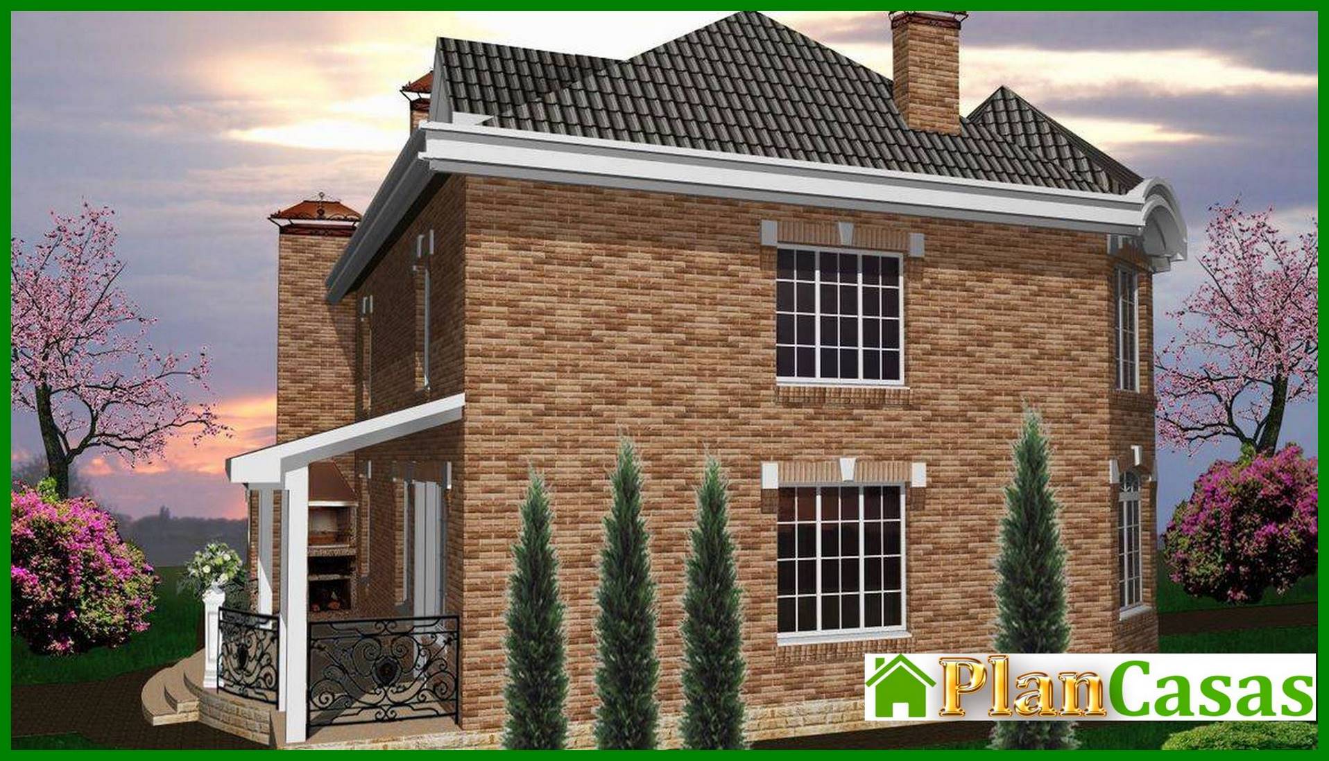 Visualization gallery - The project of a classic two-story mansion with a brick facade