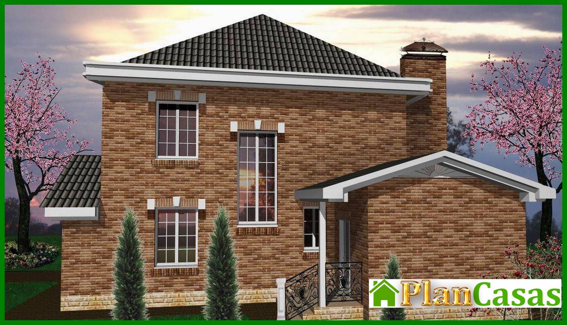 Visualization gallery - The project of a classic two-story mansion with a brick facade