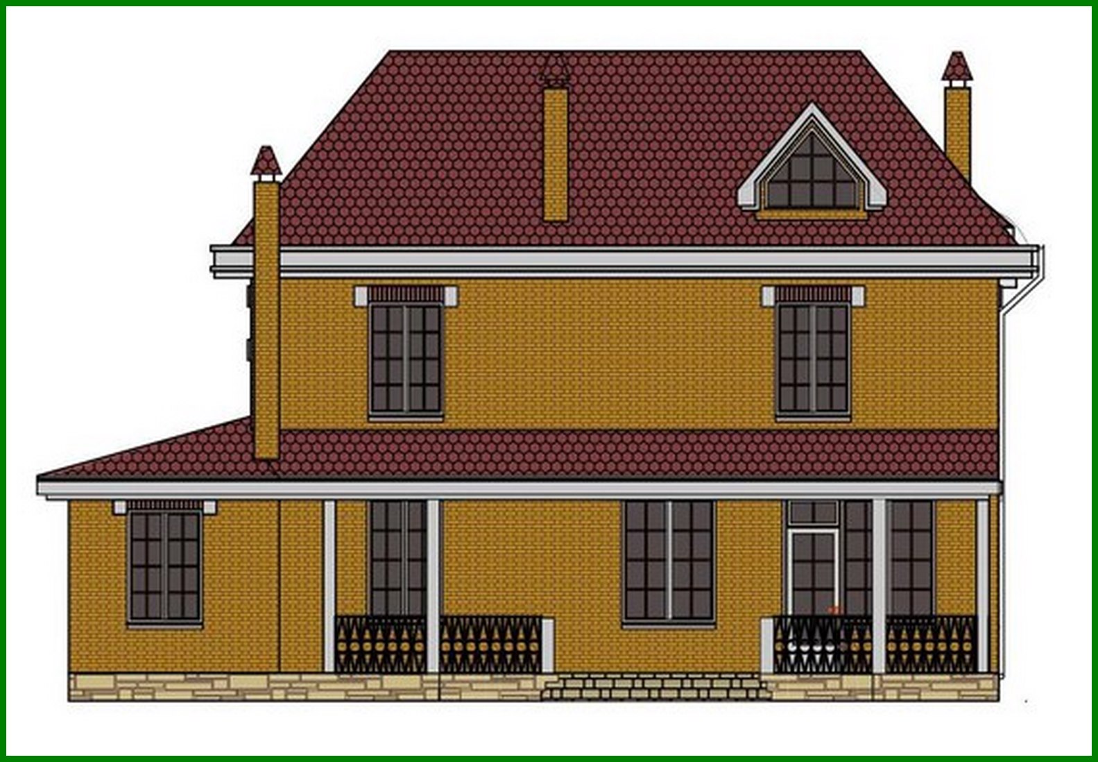 Visualization gallery - The project of a classic two-story mansion with a brick facade