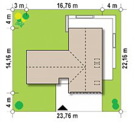 Visualization gallery - Cottage with an attic with a garage for two cars