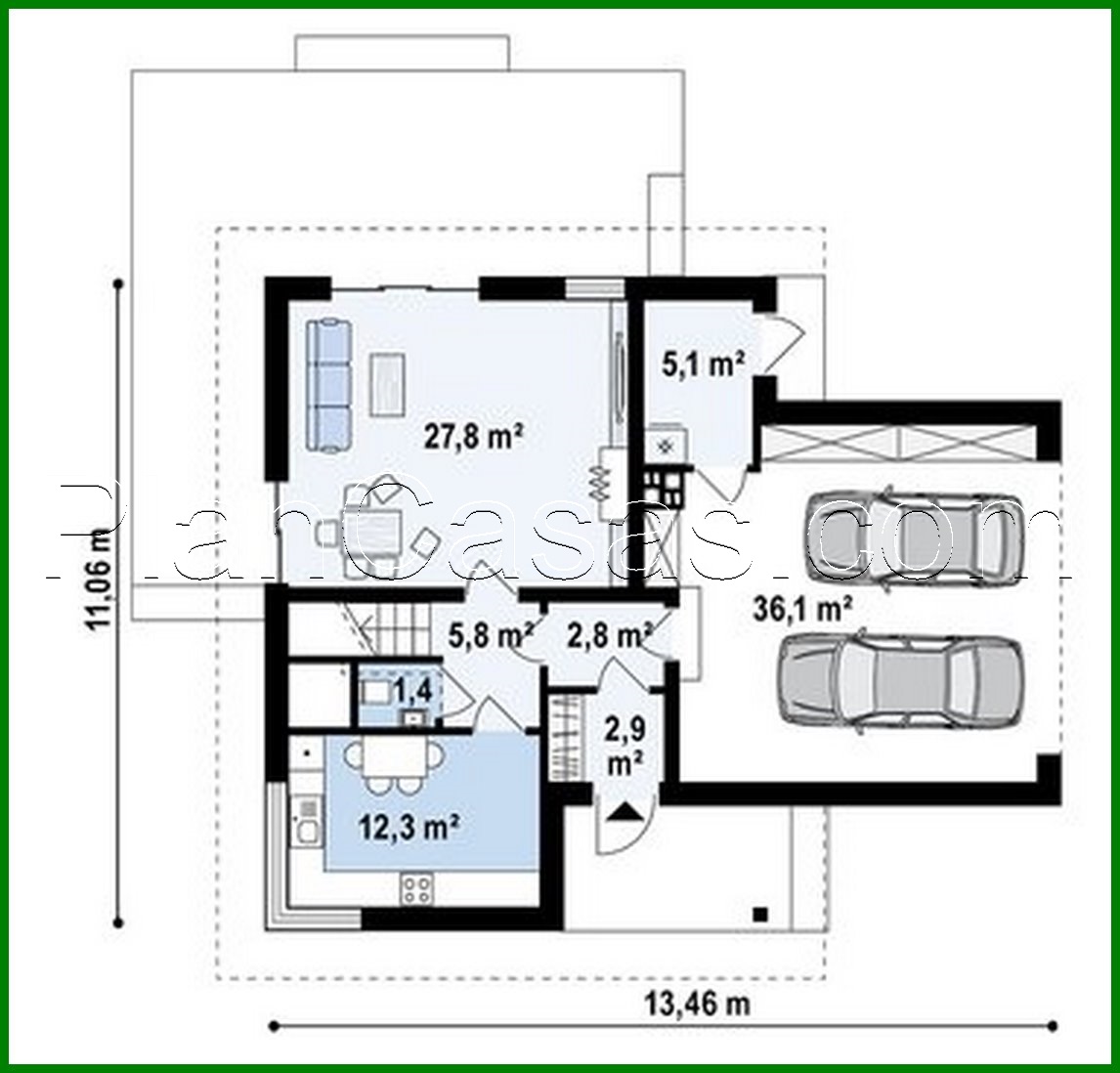 Visualization gallery - The project of a classic two-story cottage with a garage for two cars with an area of ​​more than 150 m²