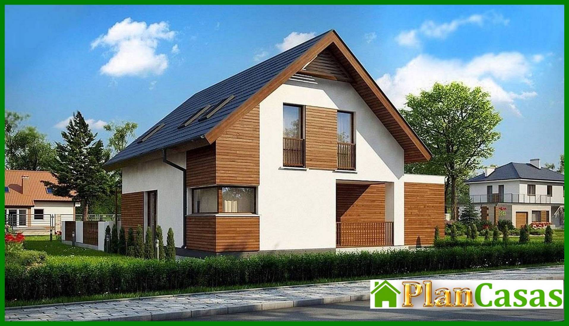 Visualization gallery - The project of a classic two-story cottage with a garage for two cars with an area of ​​more than 150 m²