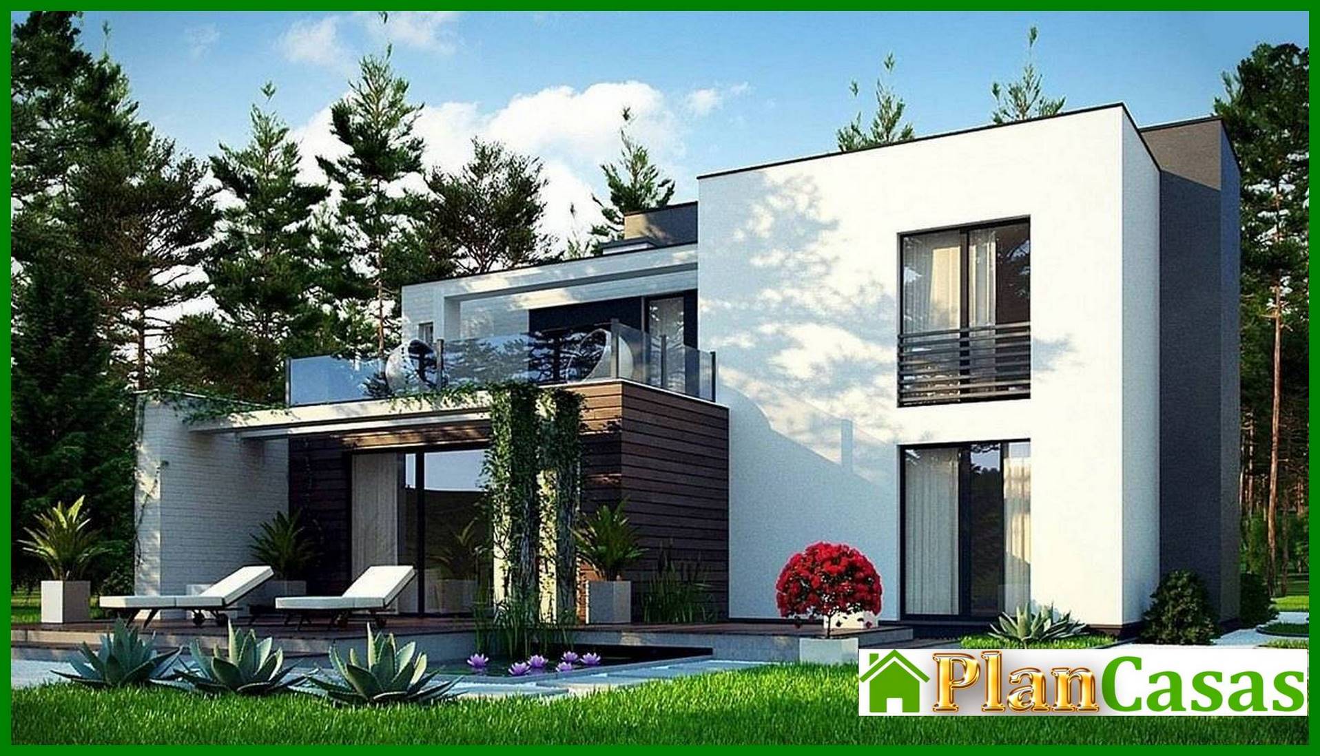 Visualization gallery - Modern two-story cottage with a terrace on the second floor