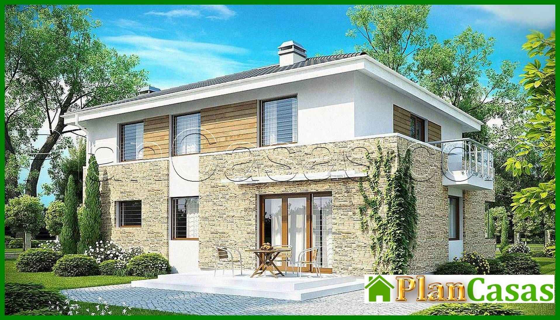 Stylish two-story house with an attached garage house plan