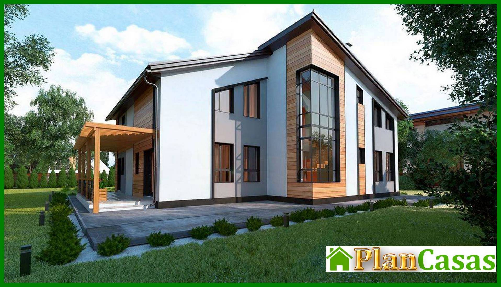 Project of a modern cottage with separate living room and kitchen-dining room house plan