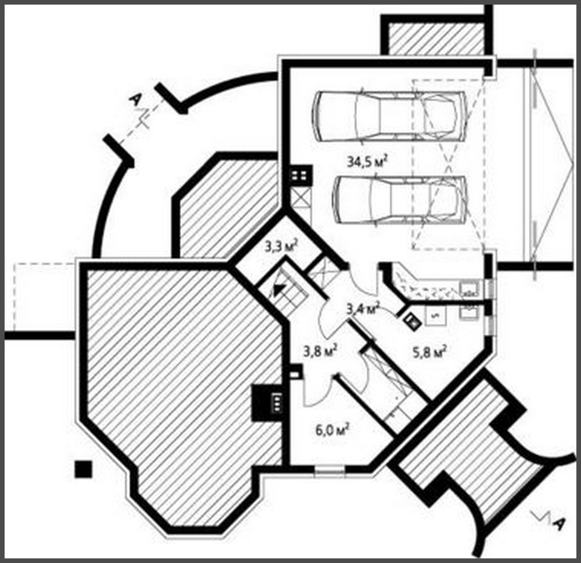 Visualization gallery - Plan of the mansion with an area of ​​231 square meters. m in a modern European style