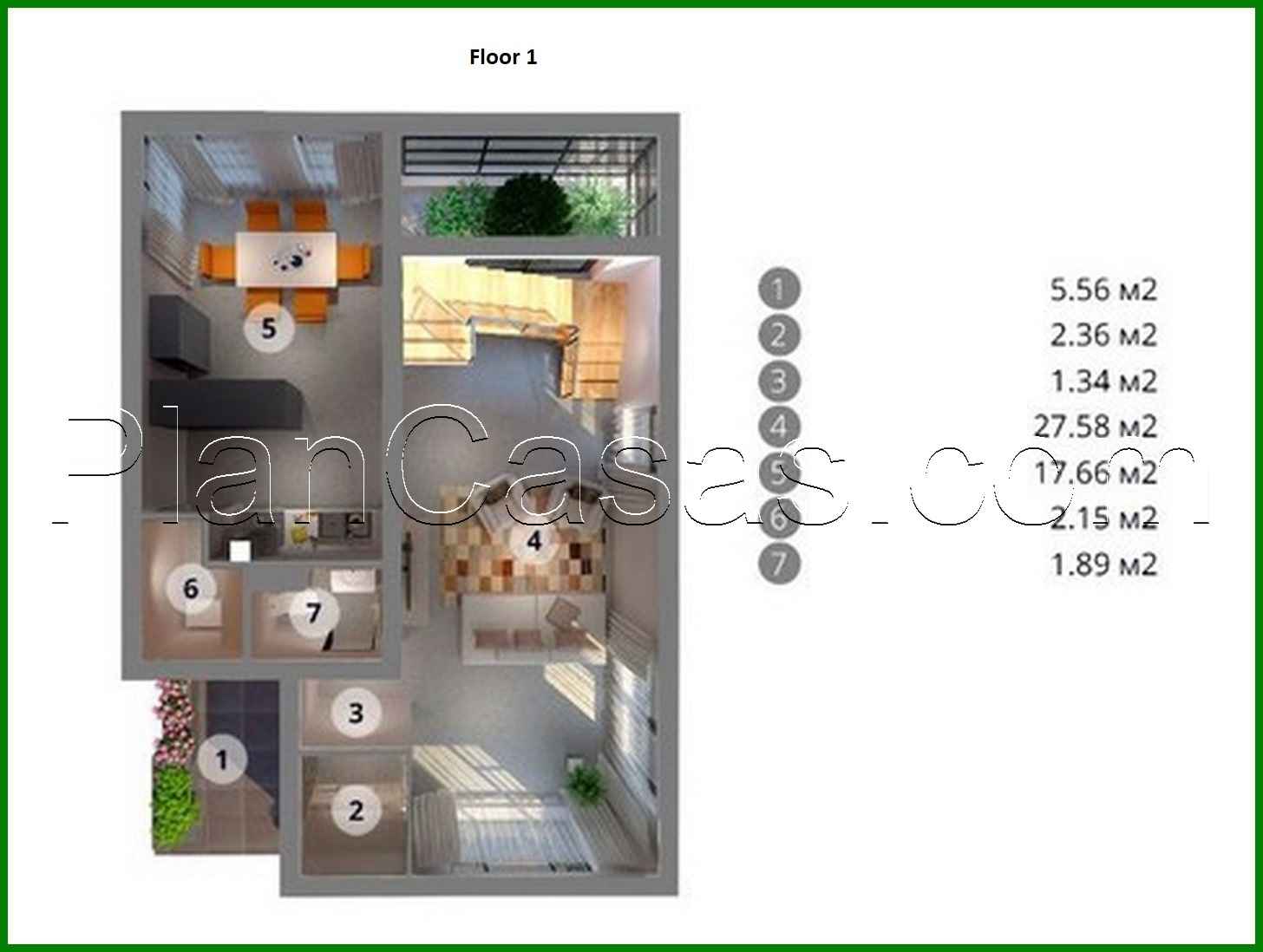 Visualization gallery - The project of a cozy cottage with large windows
