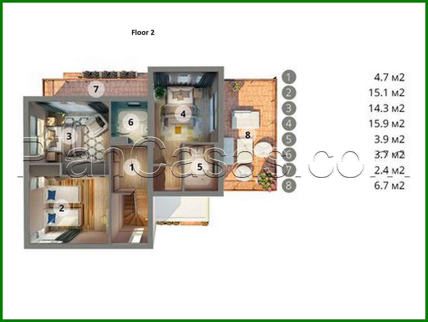 Visualization gallery - Luxury two-story cottage with a sauna and a relaxation room