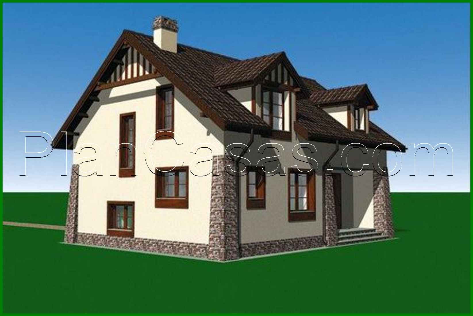 Visualization gallery - Small cottage with a compact porch and three rooms