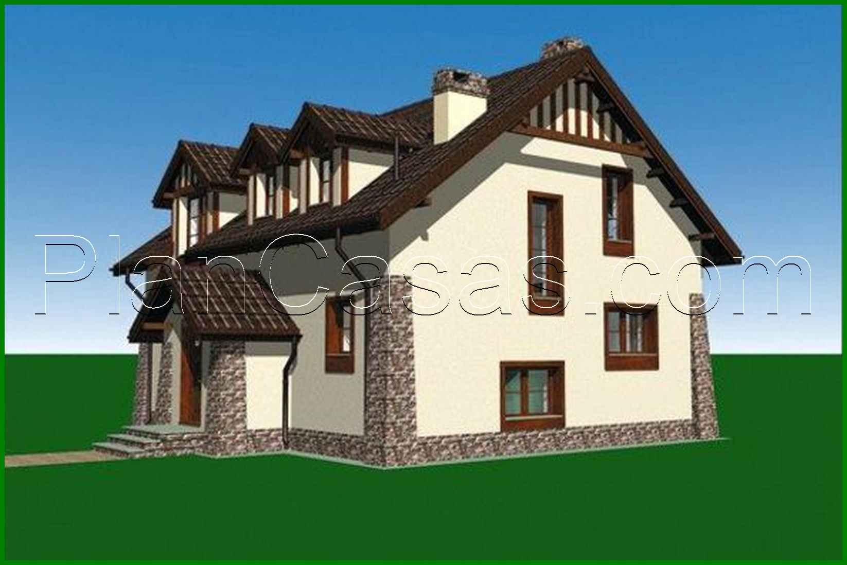 Visualization gallery - Small cottage with a compact porch and three rooms