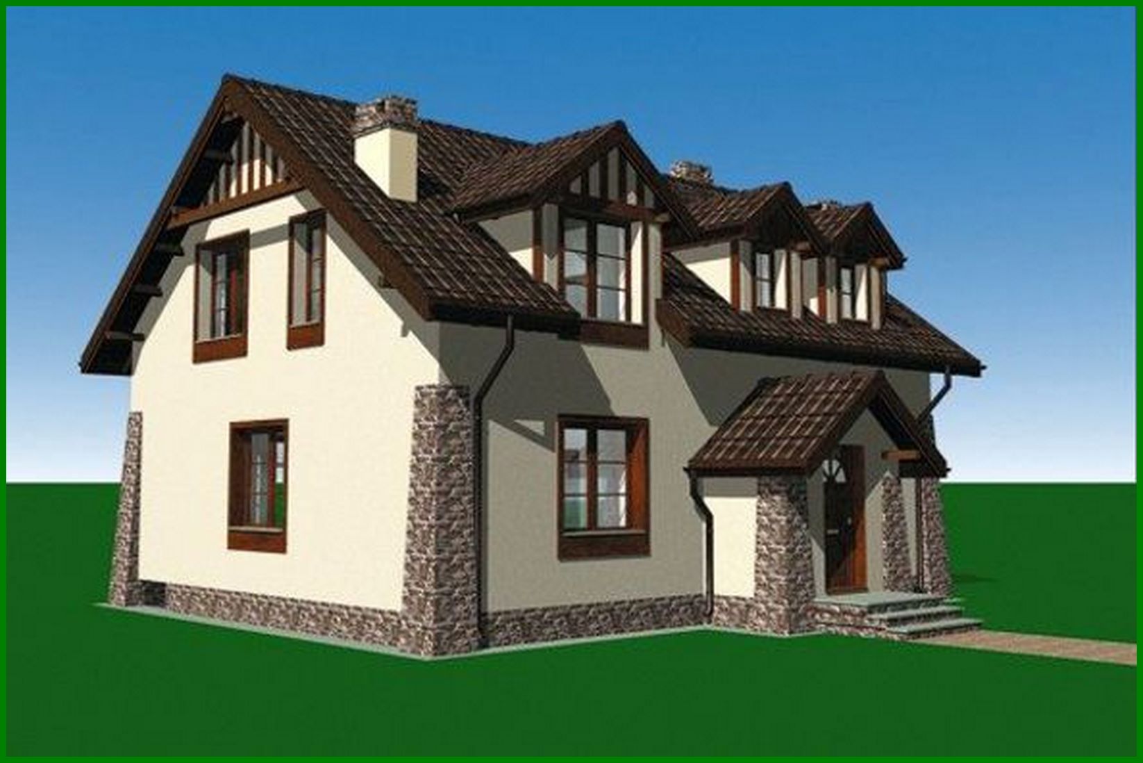 Visualization gallery - Small cottage with a compact porch and three rooms