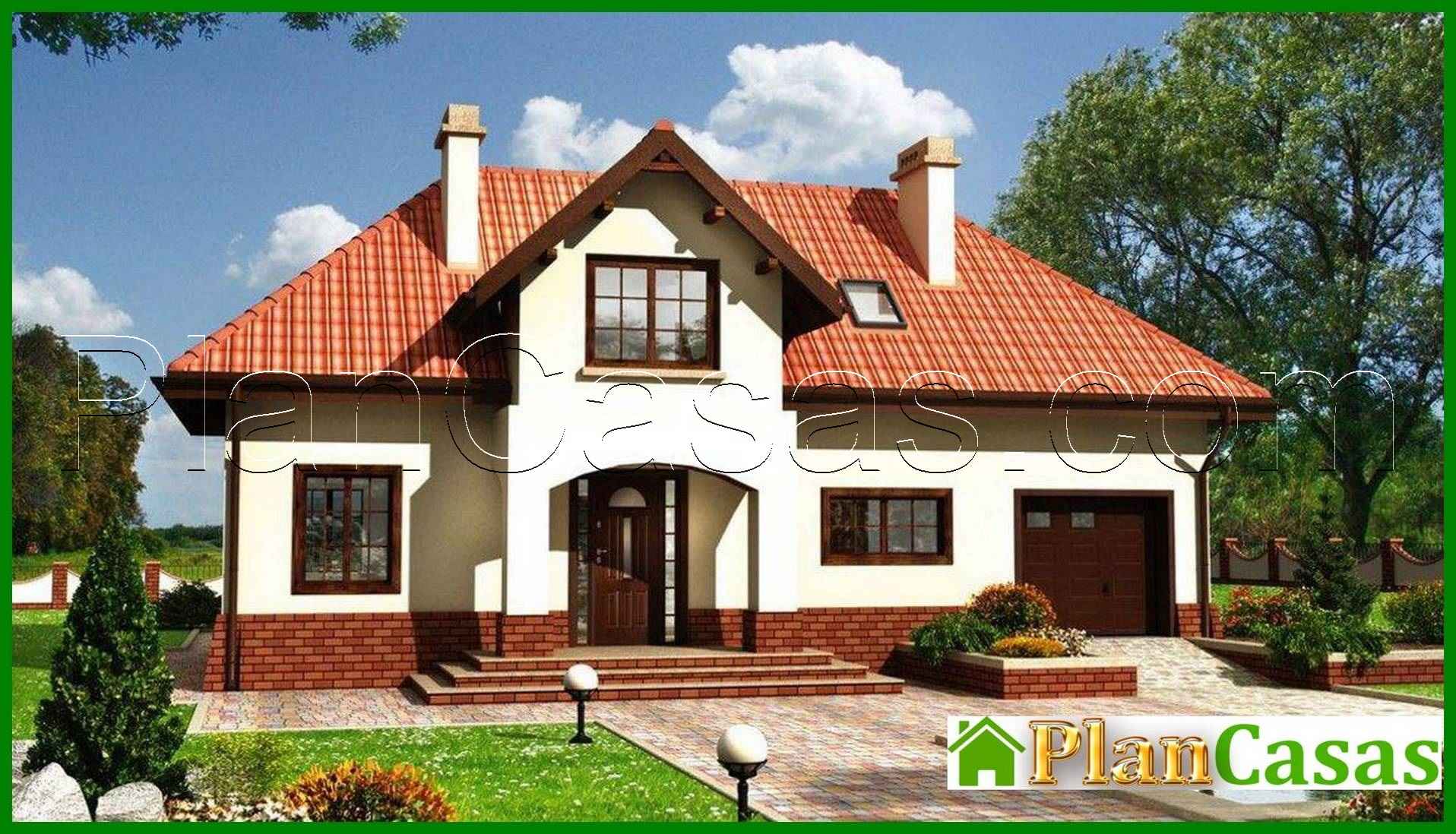 Attractive cottage project with an attic and a garage for 1 car house plan