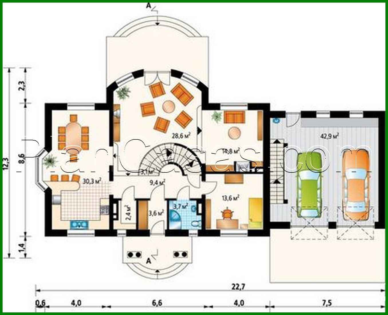 Visualization gallery - The project of a huge country cottage with a garage for two cars
