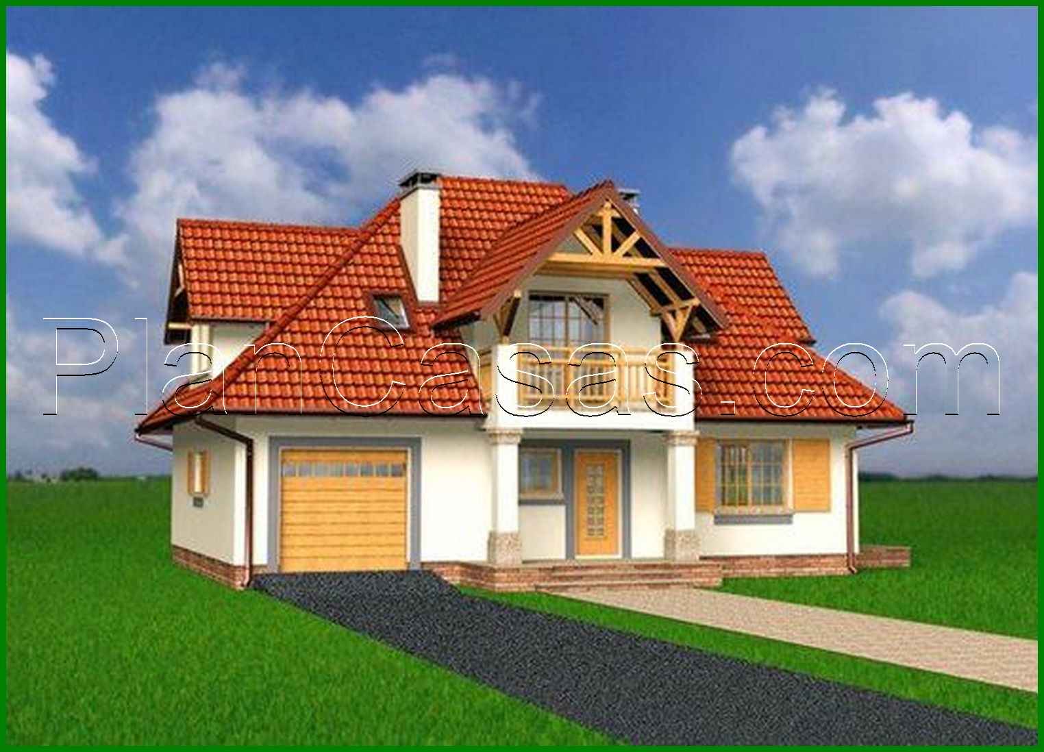 Visualization gallery - Project of an individual mansion with wooden details