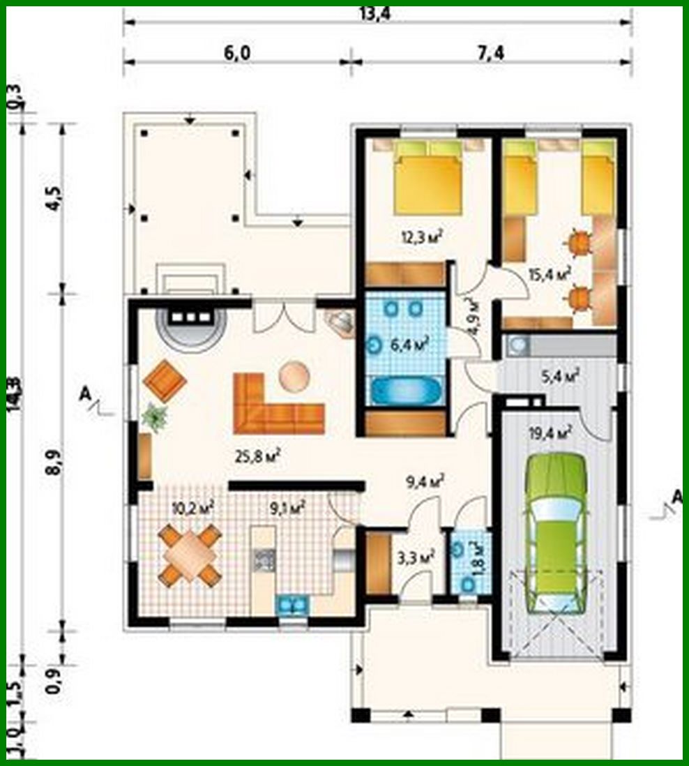 Visualization gallery - One-story mansion with large living area