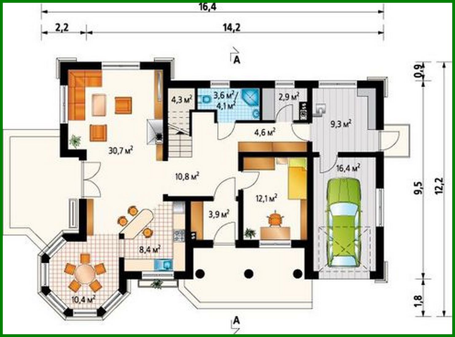 Visualization gallery - The project of a country cottage with a small terrace